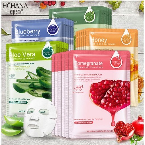 ROREC/HCHANA NATURAL SKIN CARE SHEET MASK/MASKER WAJAH 100% Ori