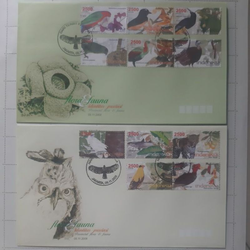 

Perangko Hari terbit pertama fauna seri burung set 2 sampul SHP 11 prangko