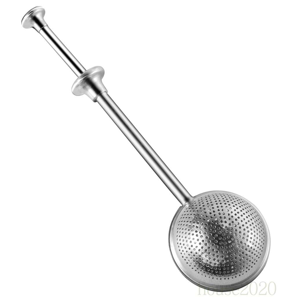 [house2020]Ball Shaped Tea Infuser Stainless Steel Tea Strainer Push Style Tea Infuser Strainer Tea Infuser Tool