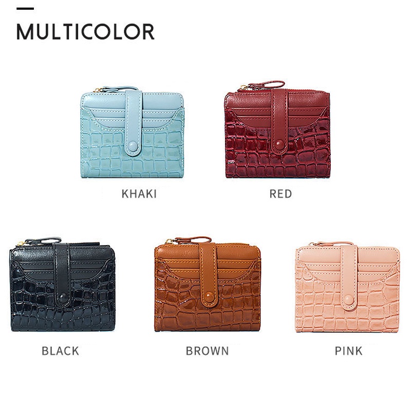 Hathin muii  Genie Wallet Dompet Wanita Original Realpic Croco leather Dompet Lipat bisa Cod