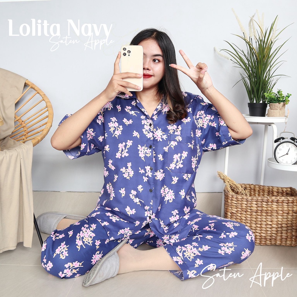 IZANY Piyama Celana Panjang Dewasa CP JUMBO / XXL LD 116 Motif-LOLITA NAVY