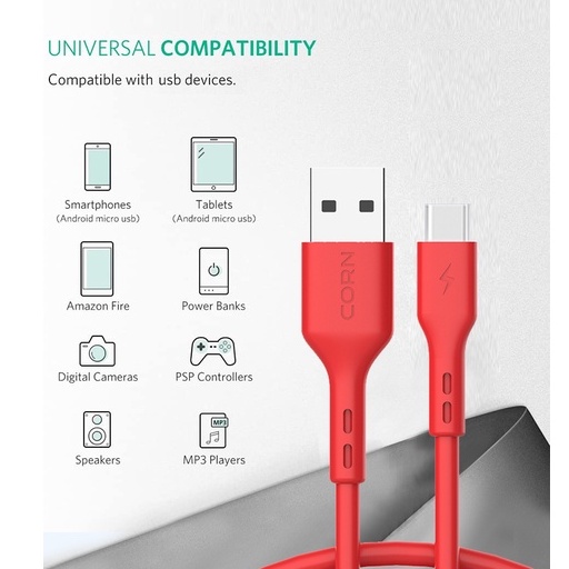 ✅COD CORN Micro Type-C Kabel Data USB Harum Fast Charging Untuk Iphone, Samsung, XIaomi, OPPO, VIVO