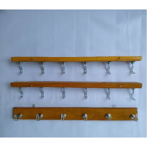 Gantungan Baju Cantol / Gantungan Baju Dinding Tempel / Cantolan Baju/ Gantungan Cantol Kayu 6 Kait