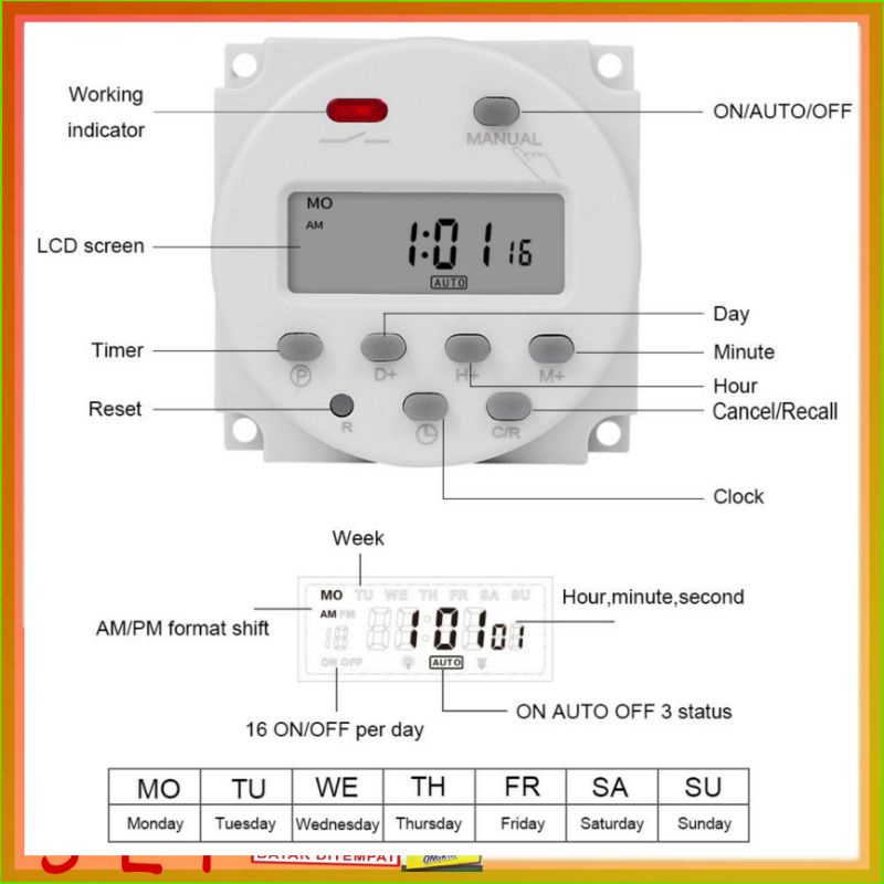 Weekly Programmable Electronic Timer CN101A AC 220V 16A CN 101A Switch