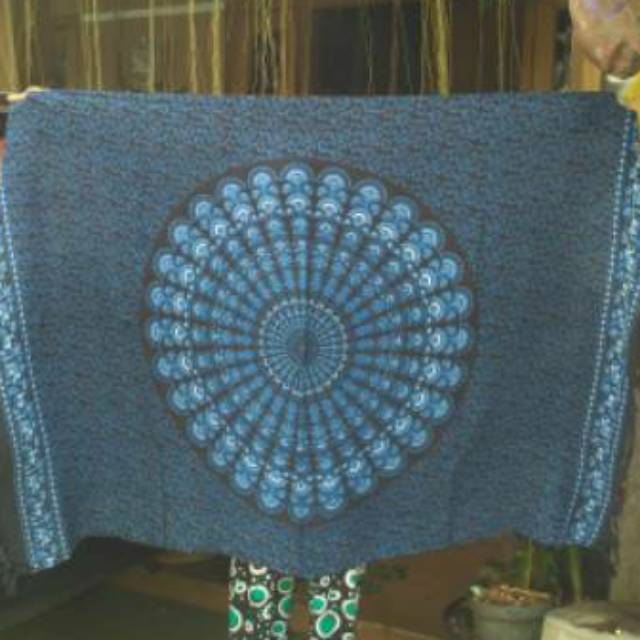 Kain pantai mandala teratai biru tua kain pantai bali