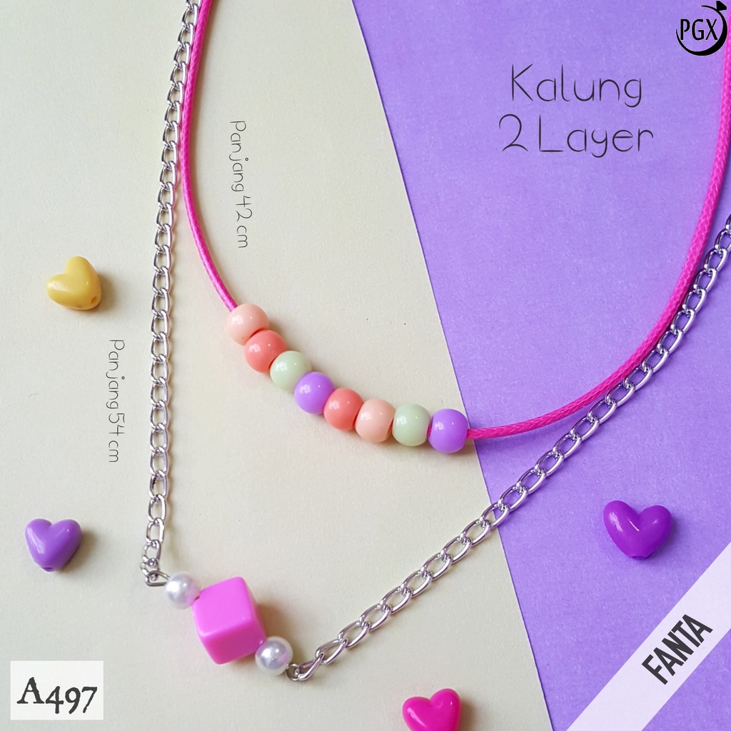 PGX Kalung Wanita Korea Tali / Rantai Multilayer - Kalung Panjang Hijab - Aksesoris Wanita A497