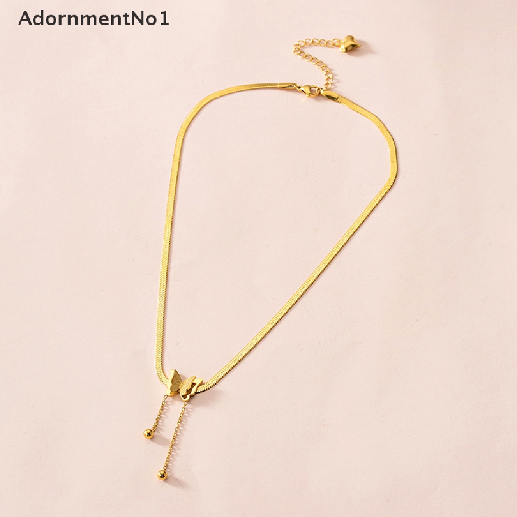 (AdornmentNo1) Kalung Choker Rantai Ular Dengan Liontin Kupu-Kupu Unik Gaya Punk Untuk Wanita