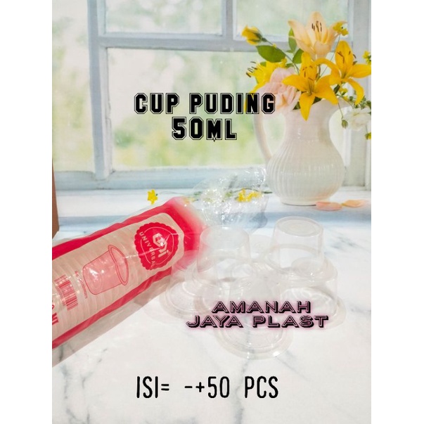 (50pcs) Gelas Plastik Cup puding 50ml  / Gelas Plastik Cup Puding 50ml+ Tutup