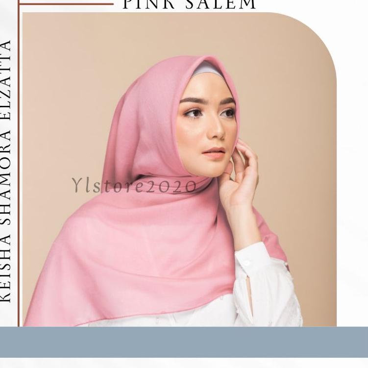 Barang Pilihan.. Hijab Segi Empat Warna Pink Salem Scarf Polos Elzatta