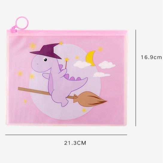 Zipper Bag Pouch Dino Lucu Transparant - Tempat Penyimpanan Serbaguna