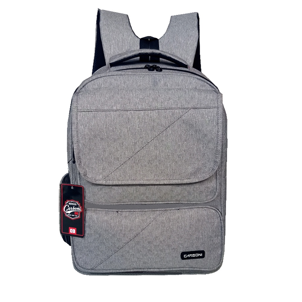 BackpacK Carboni Fintage Tas Ransel Laptop 15 Inchi Mode Korean AA00026 15-  ABU Polyester Serat Sintetis Original  + Raincover