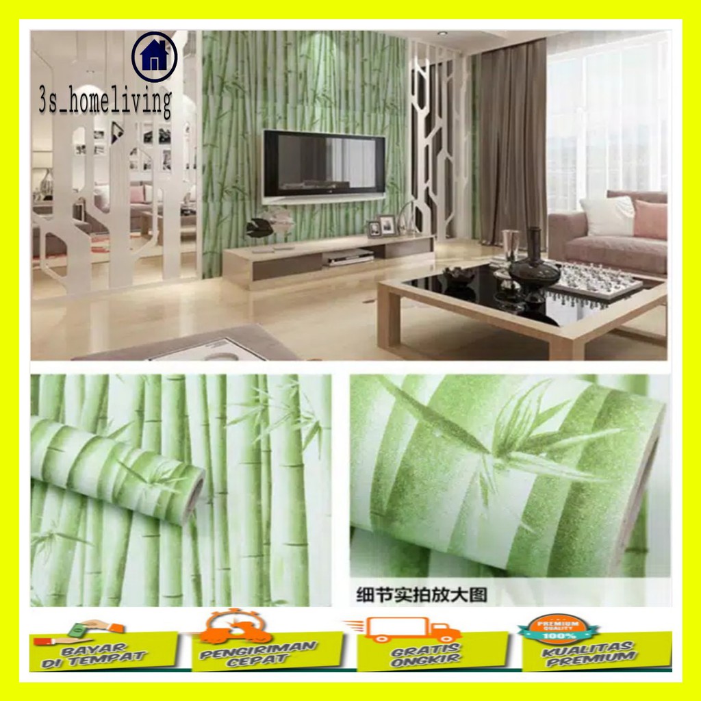 (COD) Wallpaper Dinding Bambu Daun / Wallpaper / Wallpaper Bambu Daun / Wallpaper Hijau 500