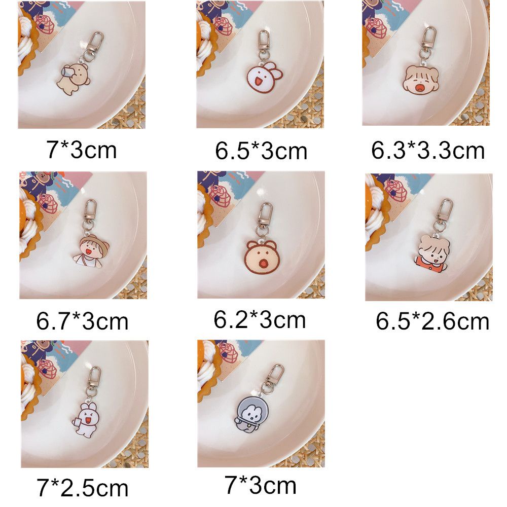 ROW Girly Heart Keychain Acrylic Ornaments Pendant Cartoon Pattern Little Bear Cute Bunny Schoolbag Ornaments