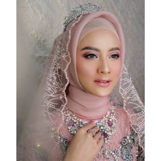 SLAYER PENGANTIN AKAR MUTIARA FULL PAYET MEWAH / HIJAB PENGANTIN PREMIUM
