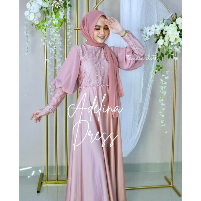 Adelina Dress | Gaun satin | Dress brokat | dress kondangan
