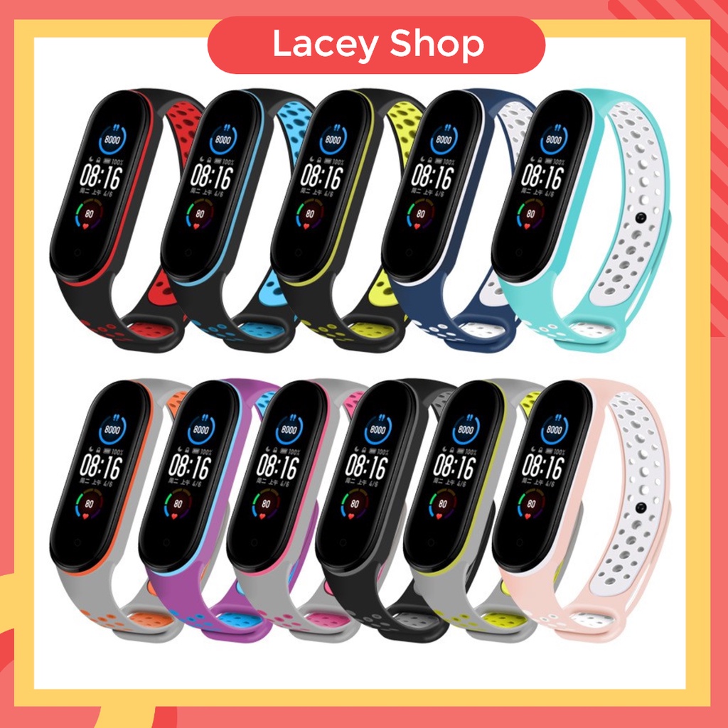 Tali Strap Xiaomi Band 3 4 5 6 Dua Warna Gelang Silikon Lembut Gelang Pengganti