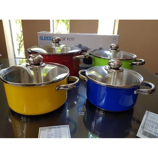 Suggo Tulip Pot  8 Pcs Panci Set Stainless Tutup  Kaca  High  