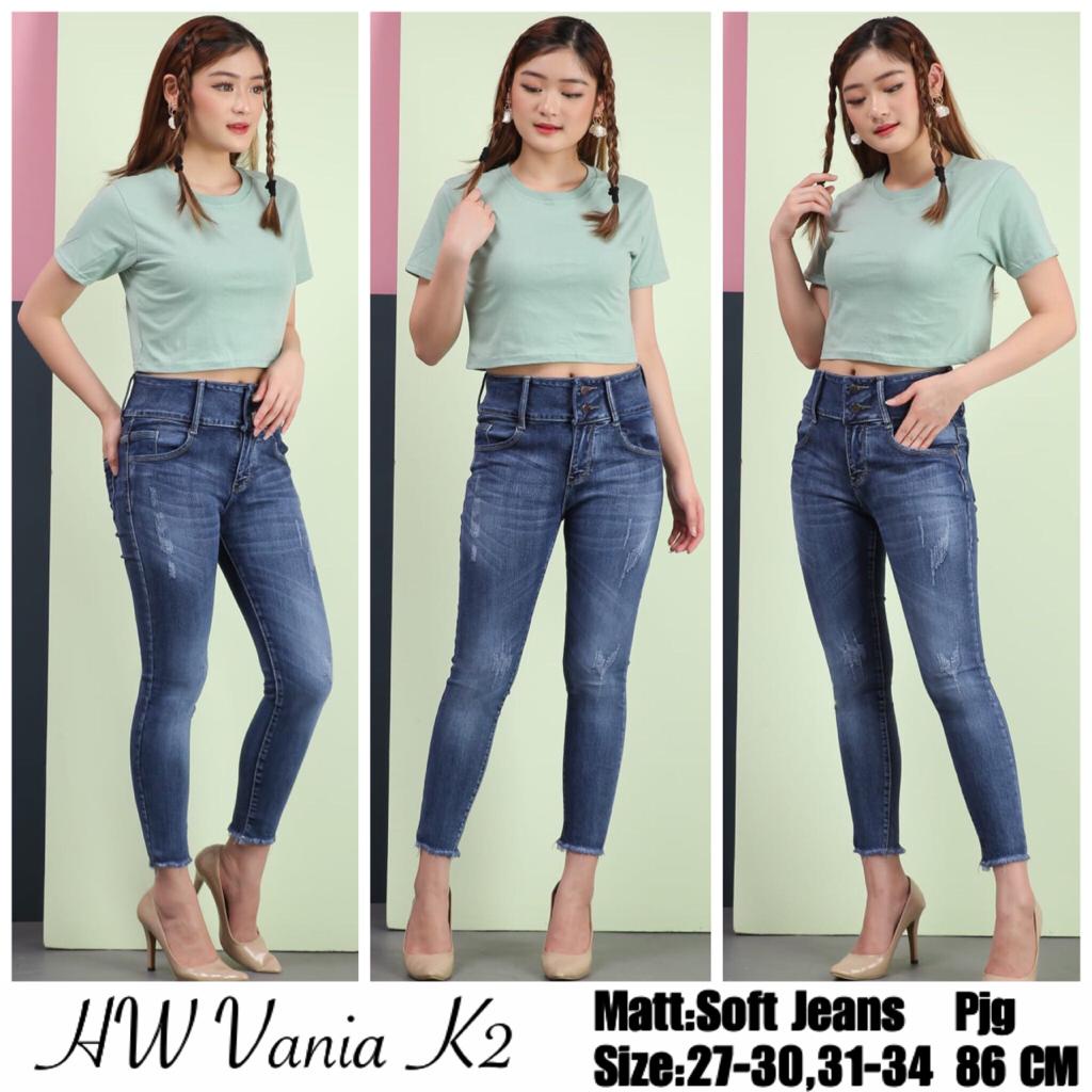 CELANA JEANS WANITA HIGHWAIST VANIA K2 DARK BLUE / HW VANIA