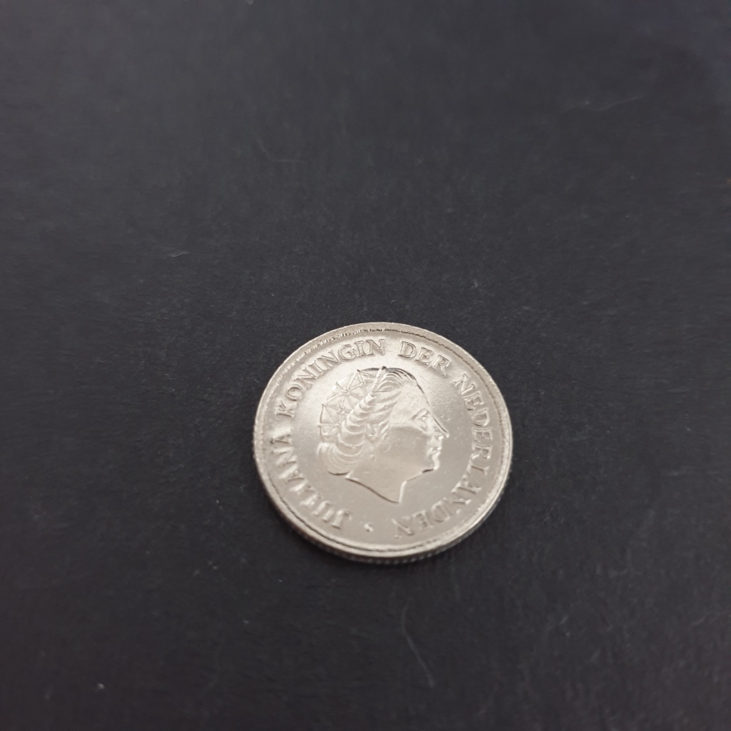 Uang Koin Kuno Belanda 25 Cents Juliana 1976