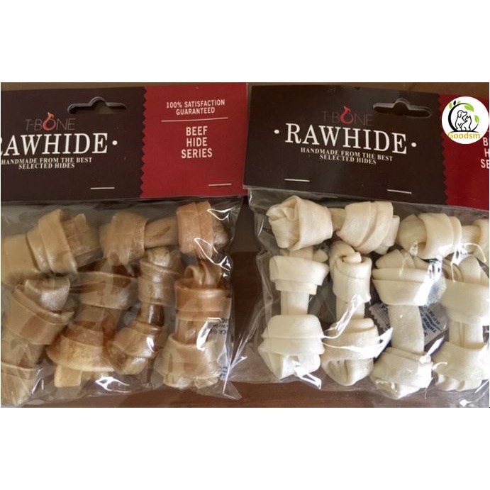 Tbone Rawhide knotted bones milk snack treat anjing