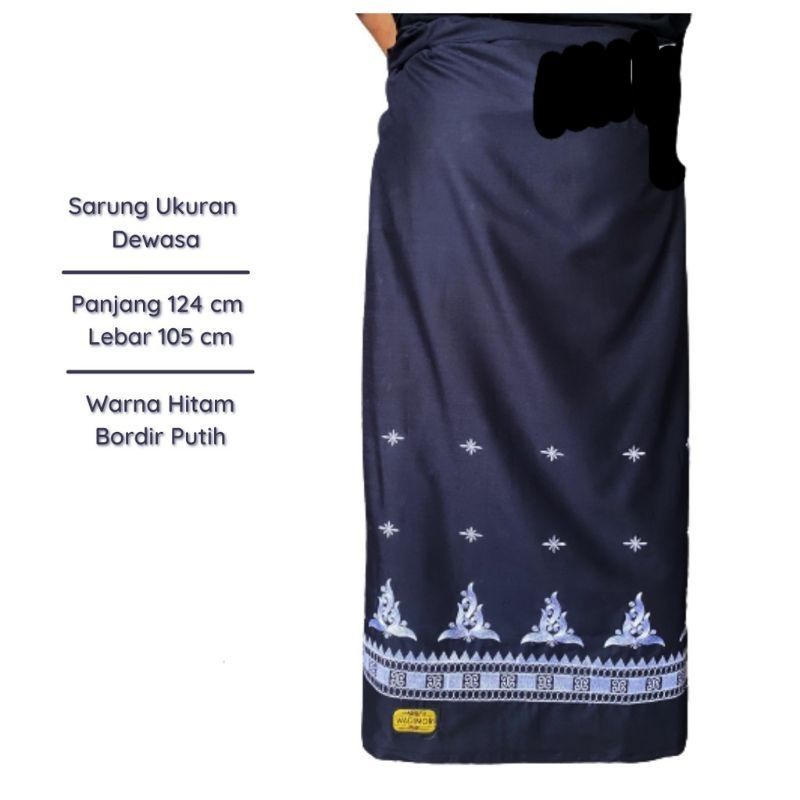 sarung bordir warna hitam,benang putih/kuning,motip aceh gayo