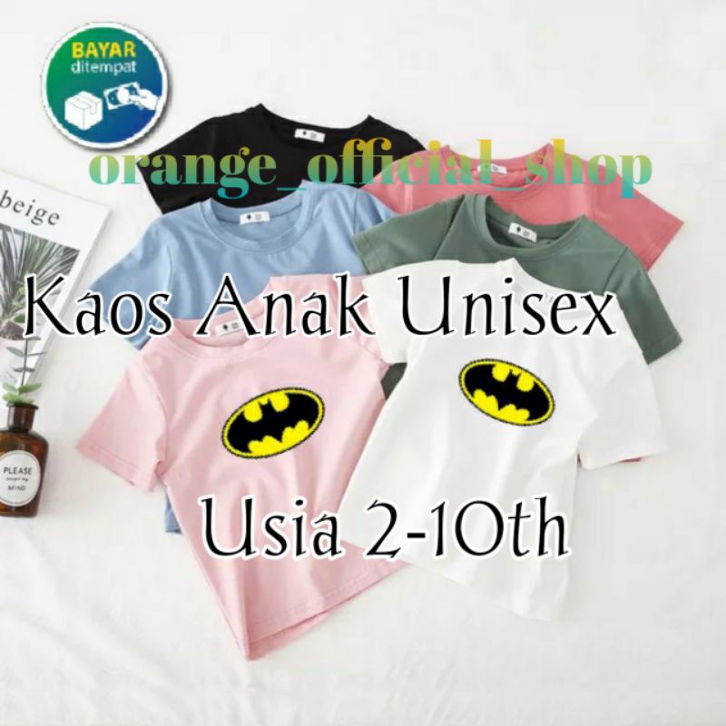 Kaos Oblong Anak Unisex Usia 2-10th Baju Oblong Anak Atasan Anak Cotton Combed