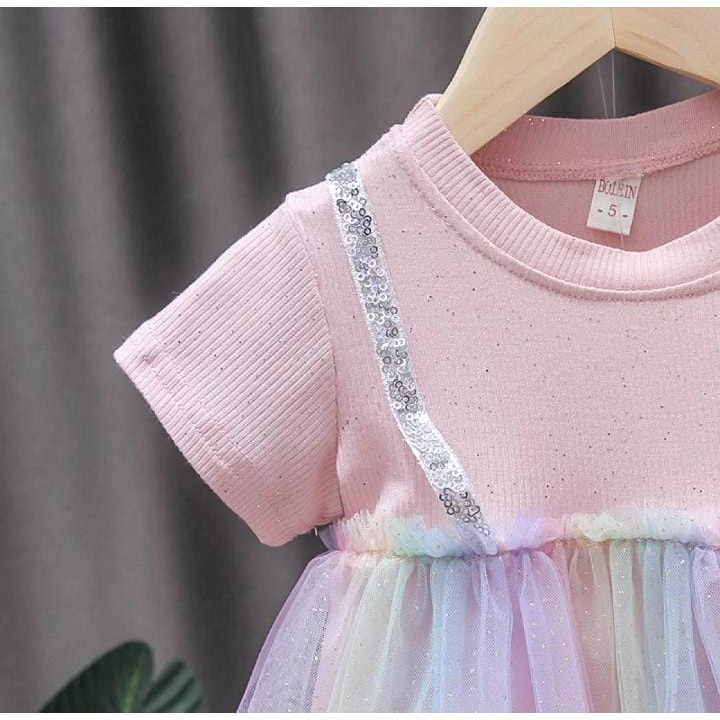 Juragan Junior [COD] CAMILLA Baju Dress Tutu Anak Perempuan Lengan Rajut Bahan Katun Usia 1-3 Tahun