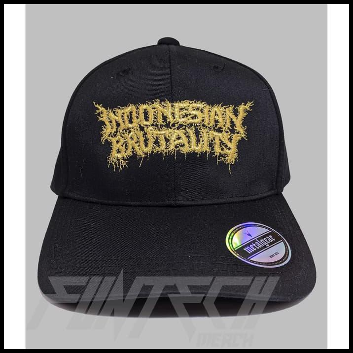 Produk Terbaik - Baseball Cap Indonesian Brutality -Gold Logo - Hitam