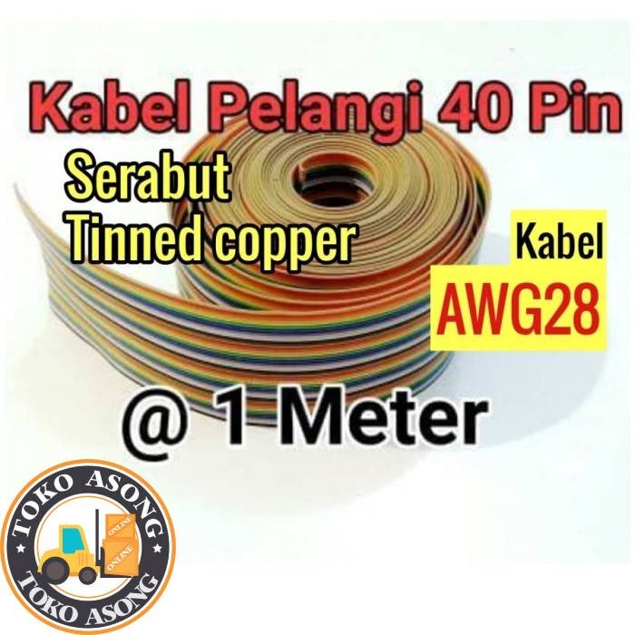 Kabel pita pelangi Rainbow 40 pin flat cable awg 28 pelangi kabel pelangi