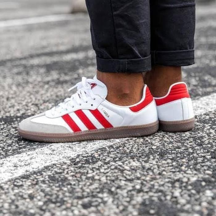 SEPATU ADIDAS SAMBA OG WHITE RED ORIGINAL