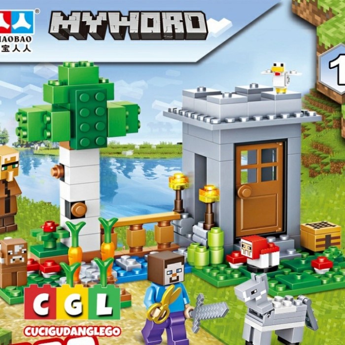 0Ft7oiio Mainan Bricks Lego Minecraft My World Creeper Mine Village Ranch - 1.Village Ranch H0ht
