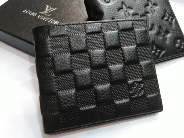 Dompet kulit lv emboss lipat pendek import