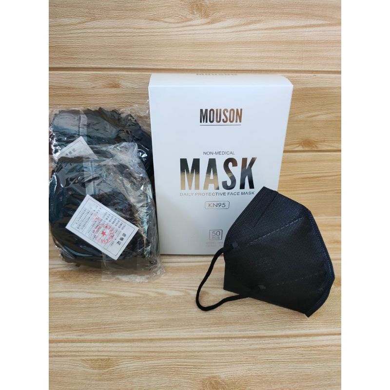 Masker Kn95 Kn 95 Kf95 Mouson Warna Hitam Abu Abu Isi 50 Pcs Earloop