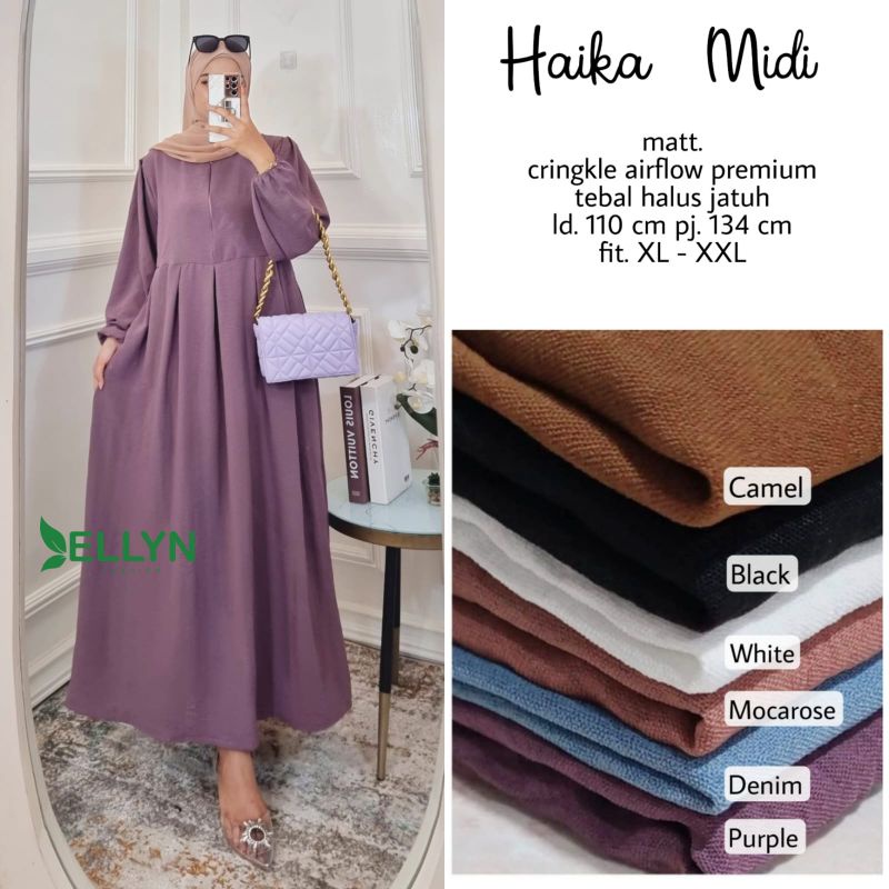 Haika Midi Dress Muslim Terbaru Korea Style Midi Dress Crinkle Premium By Ellyns Midi Dress Korea Mi