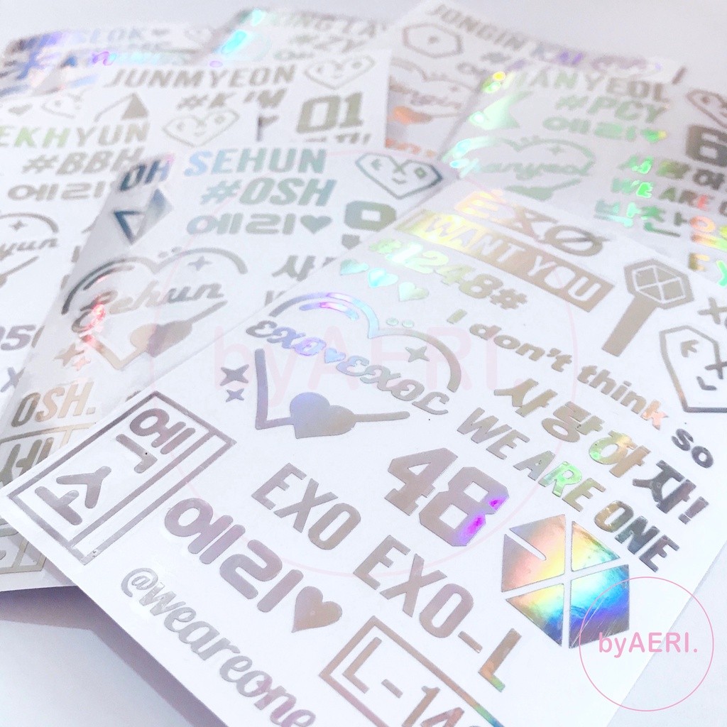 E X O HOLOGRAM STICKER SHEET (Sticker Hologram Lembaran Cutting) A6 SIZE