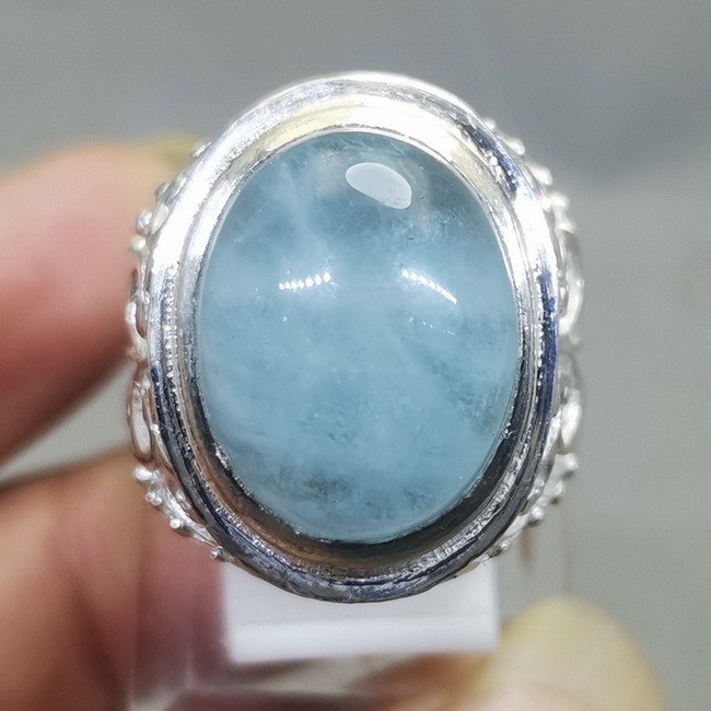 batu akik kinyang biru laut ring perak original