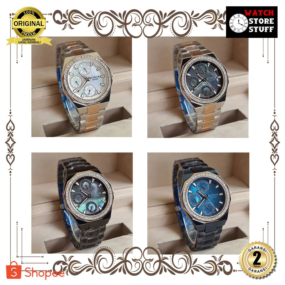 JAM TANGAN PRIA WANITA | RANTAI | KULIT | KARET | MURAH | BONIA FOR LADIES INCLUDE BOX ORI TANPA PAP