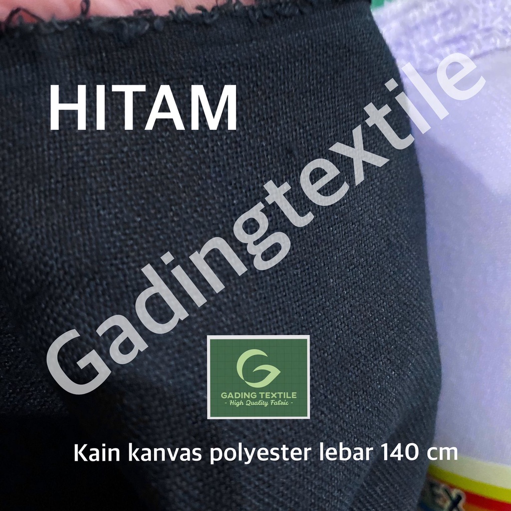 ( per setengah meter ) kain KANVAS POLYESTER canvas PE warna hitam biru navy putih lebar 140 cm meteran bahan diy tas totebag tote goodie bag souvenir pouch sepatu dekorasi dekor kerajinan tangan craft tirai hordeng gorden piknik printing sublime sublim