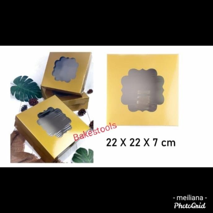 Ready oke] Dus Box kue Gold Emas 22x22x7 cm, isi 10 pcs