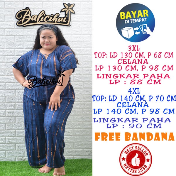 Balicihui Setelan Tiedye Setelan Pelangi Jumbo Setelan Jumbo Wanita Plus Size Big Size Piyama Jumbo