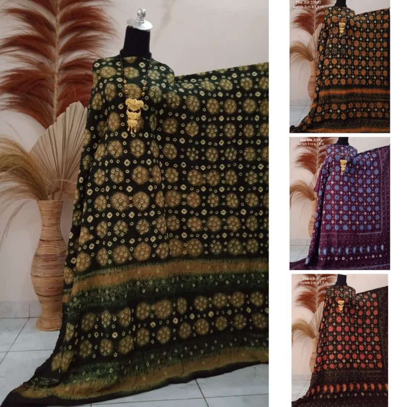 KAIN JUMPUTAN KHAS PALEMBANG TITIK 7 TUJUH HIJAU UNGU BAHAN DASAR BAJU GAMIS WANITA COUPLE PESTA KON