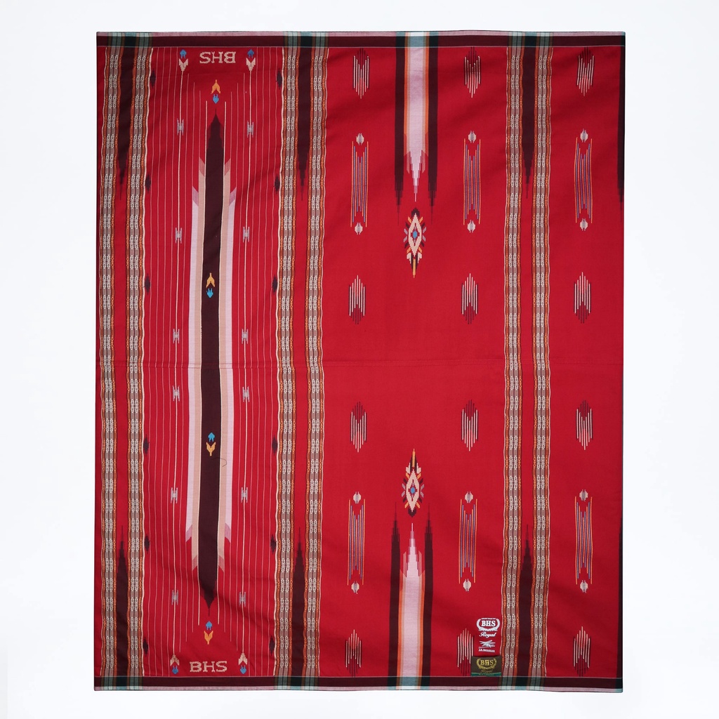 Sarung BHS Royal Gold Motif Songket Traditional Timbul Merah Orange STT
