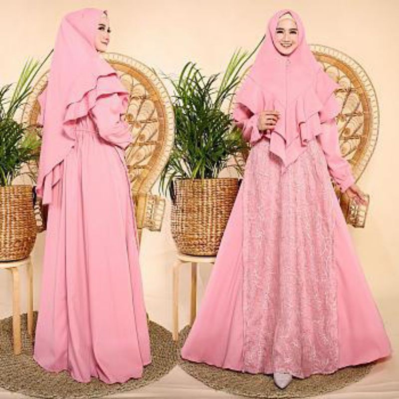 Promo gamis syari jumbo busui brokat mewah pesta pernikahan