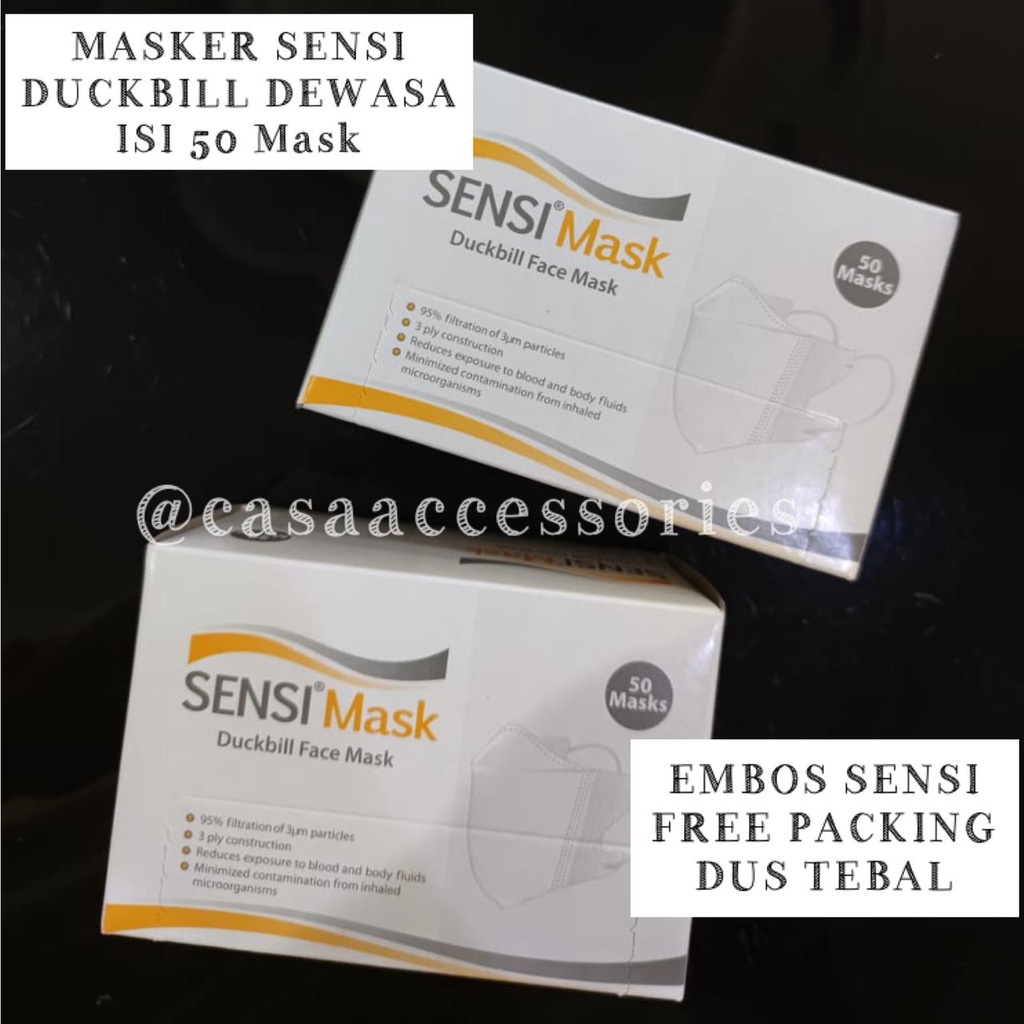 MASKER SENSI DUCKBILL FACEMASK DEWASA - 50 PCS /Masker Kesehatan SENSI