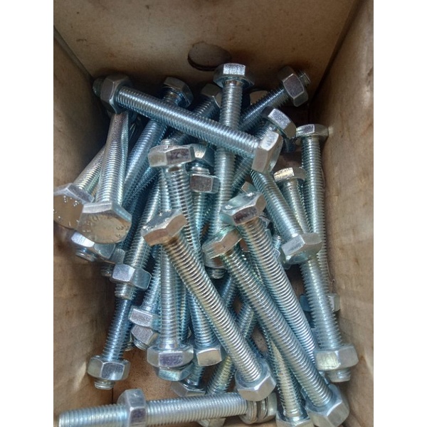 Jual Baut Mur Hex M10 X 100 Putih Galvanis BMP Hex Bolt Ft | Shopee ...