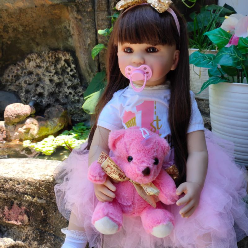 Boneka Reborn Baby Cewek Premium 60 cm Cantik Ulang Tahun