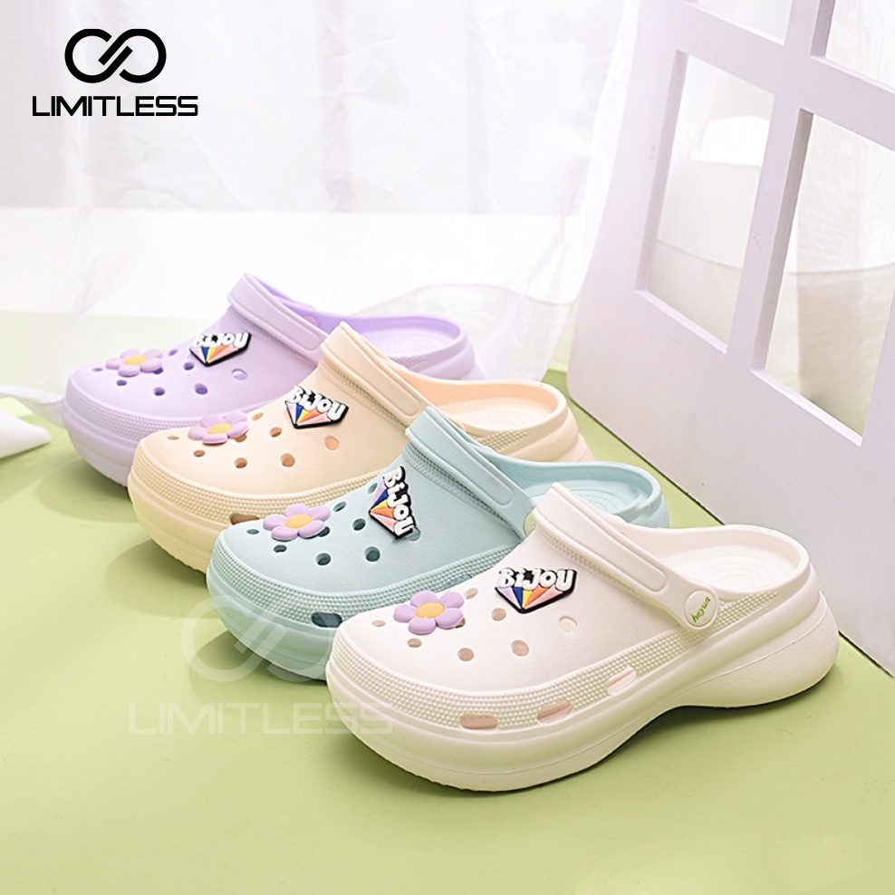 Sandal Platform Wanita Fuji Motif Sendal Wedges Wanita Platfrom Tebal  Sandal Baim Cewek Casual Karet Tinggi