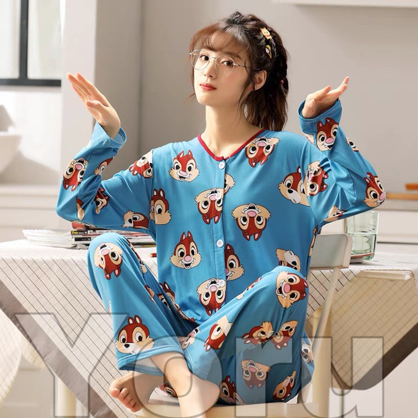 Pamelo.id Piyama Import PP 50 Corak Baju Tidur Import Pajamas Import Baju Tidur Murah-PY8 Rupai biru