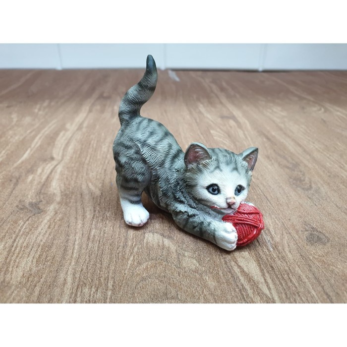 patung pajangan miniatur kucing abu benang persia anggora cat ~ spg436