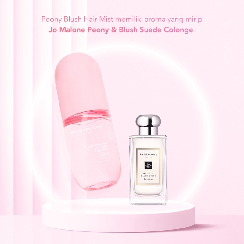 GRACE AND GLOW Peony Blush HAIR MIST 100 ml -  Parfum Rambut Spray untuk Melindungi Rambut dari Sinar UV with Argan Oil + Sunflower Oil